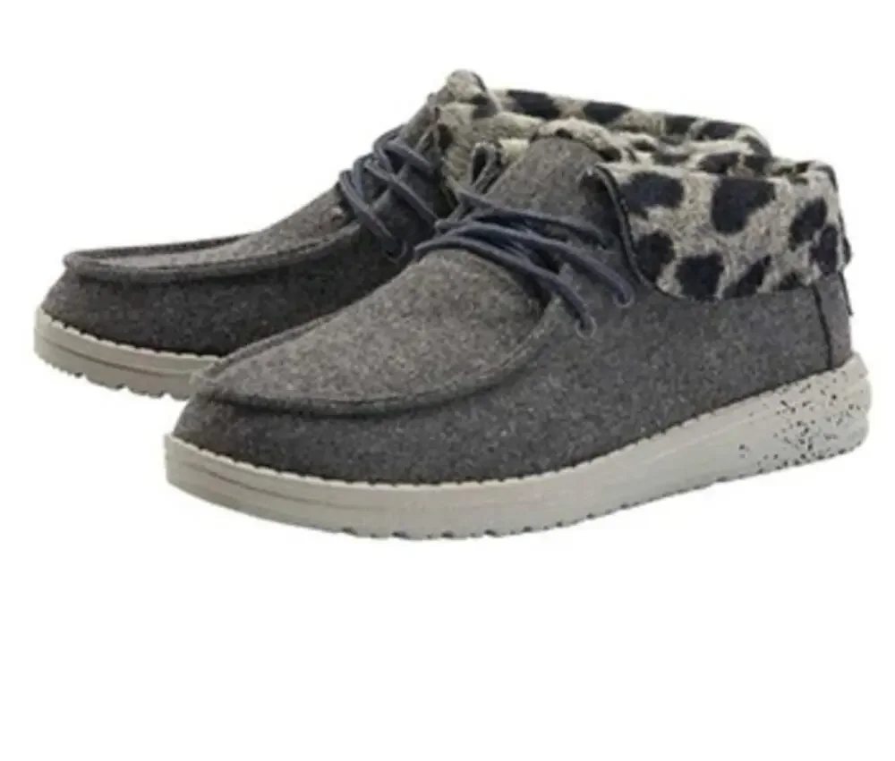 Hey Dude Britt Grey Cheetah Size 7
